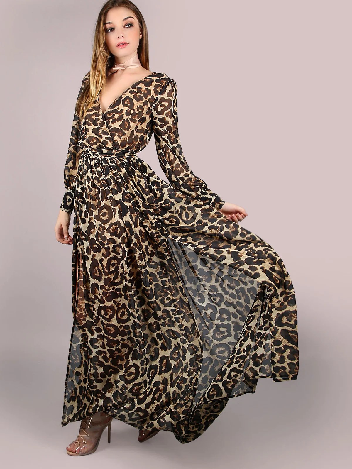 Leopard Print Maxi Dress Boho Buys