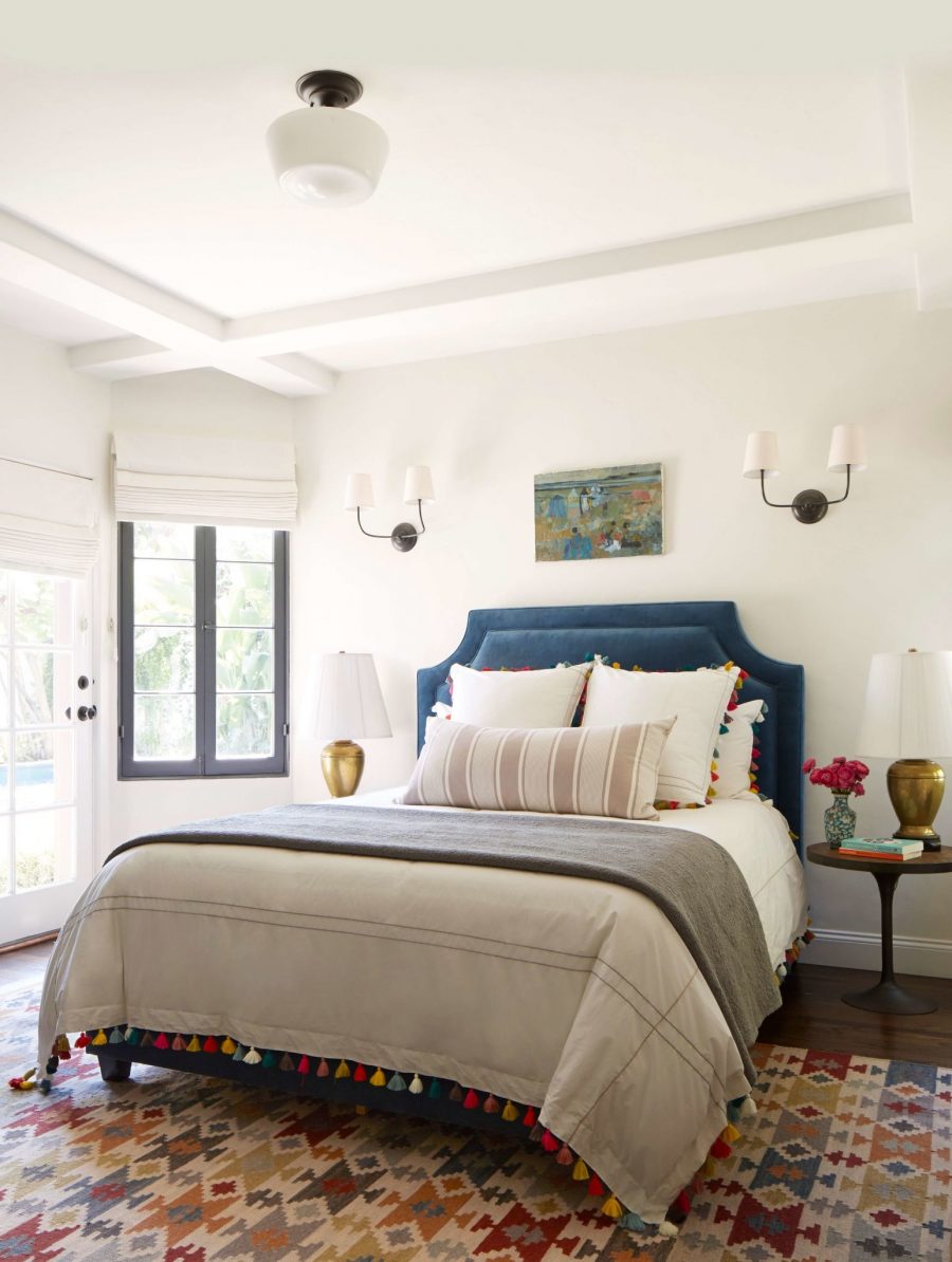 A colorful boho chic bedroom by Emily Henderson gets