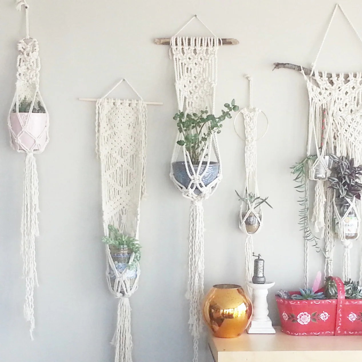 Shabby Chic Hanging Planter Wall Accent Bohemian Decor Dorm