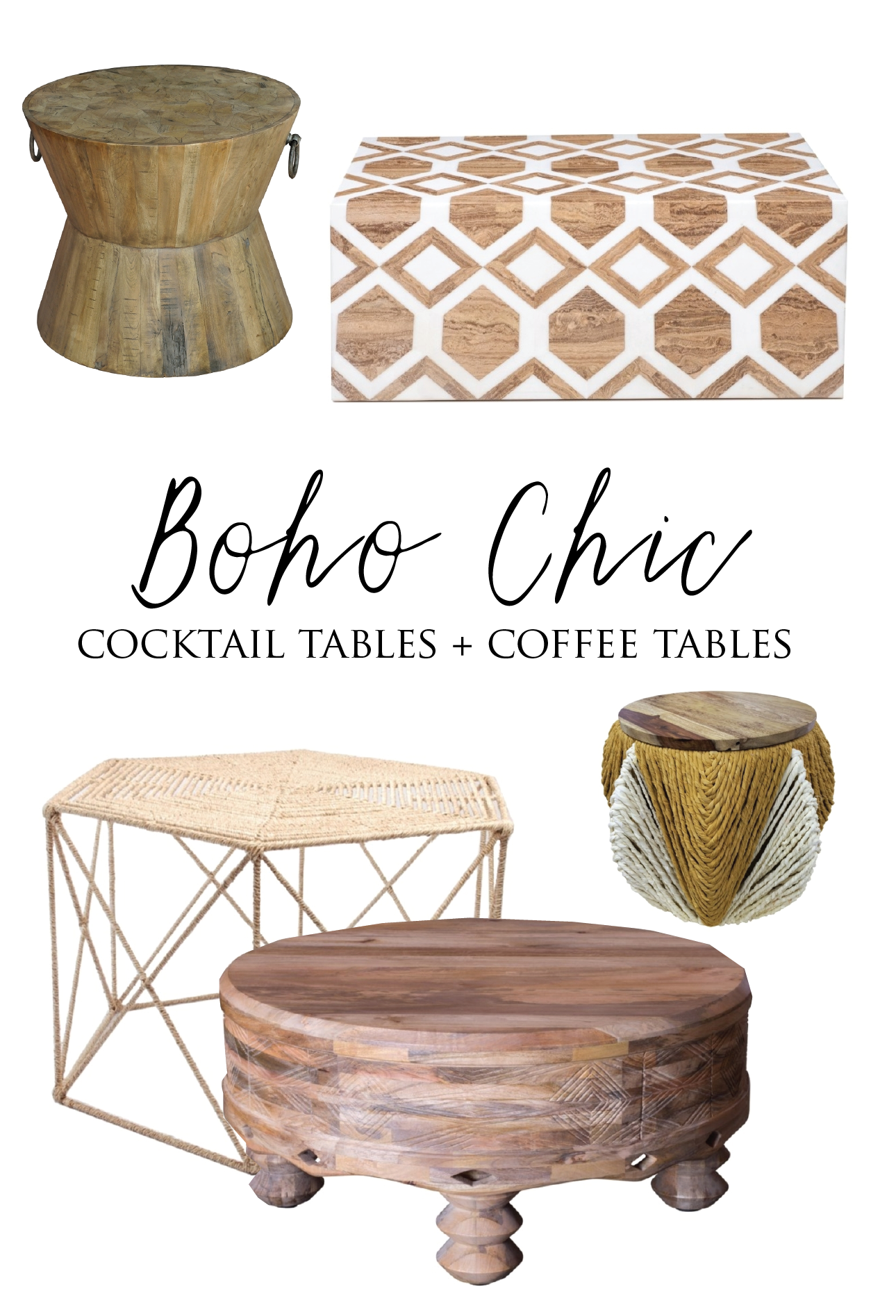 Boho Coffee Tables Chic coffee table, Bohemian living